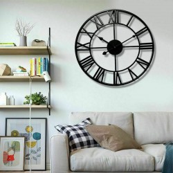 Настенные часы кованные Черные Rome Металл / Настінний годинник ковані Чорні Rome Метал